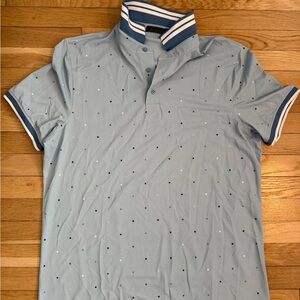 G/FORE Light Blue Polo with Striped Collar